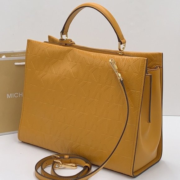Michael Kors Penelope Large Top Handle Satchel Marigold Color - Picture 2 of 15